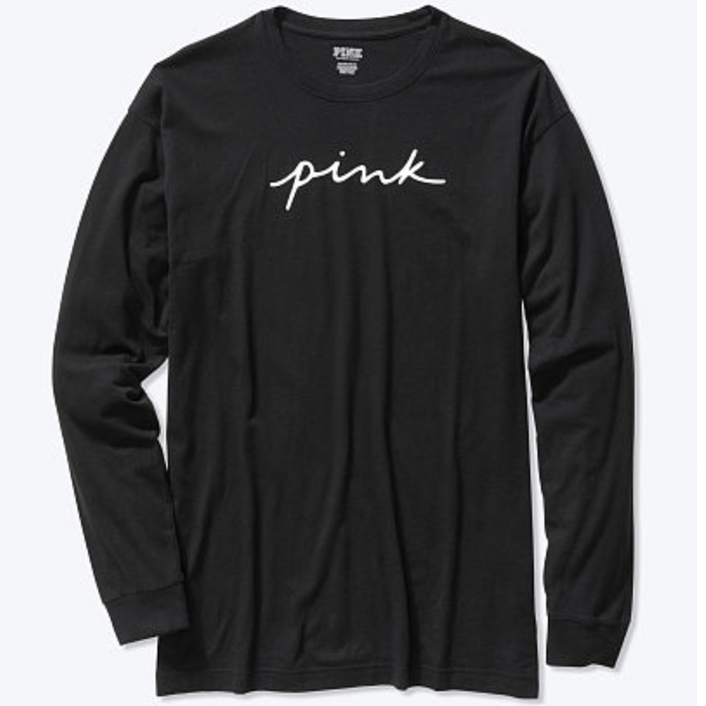 VICTORIA SECRET PINK NEW LONG SLEEVE CAMPUS TEE
